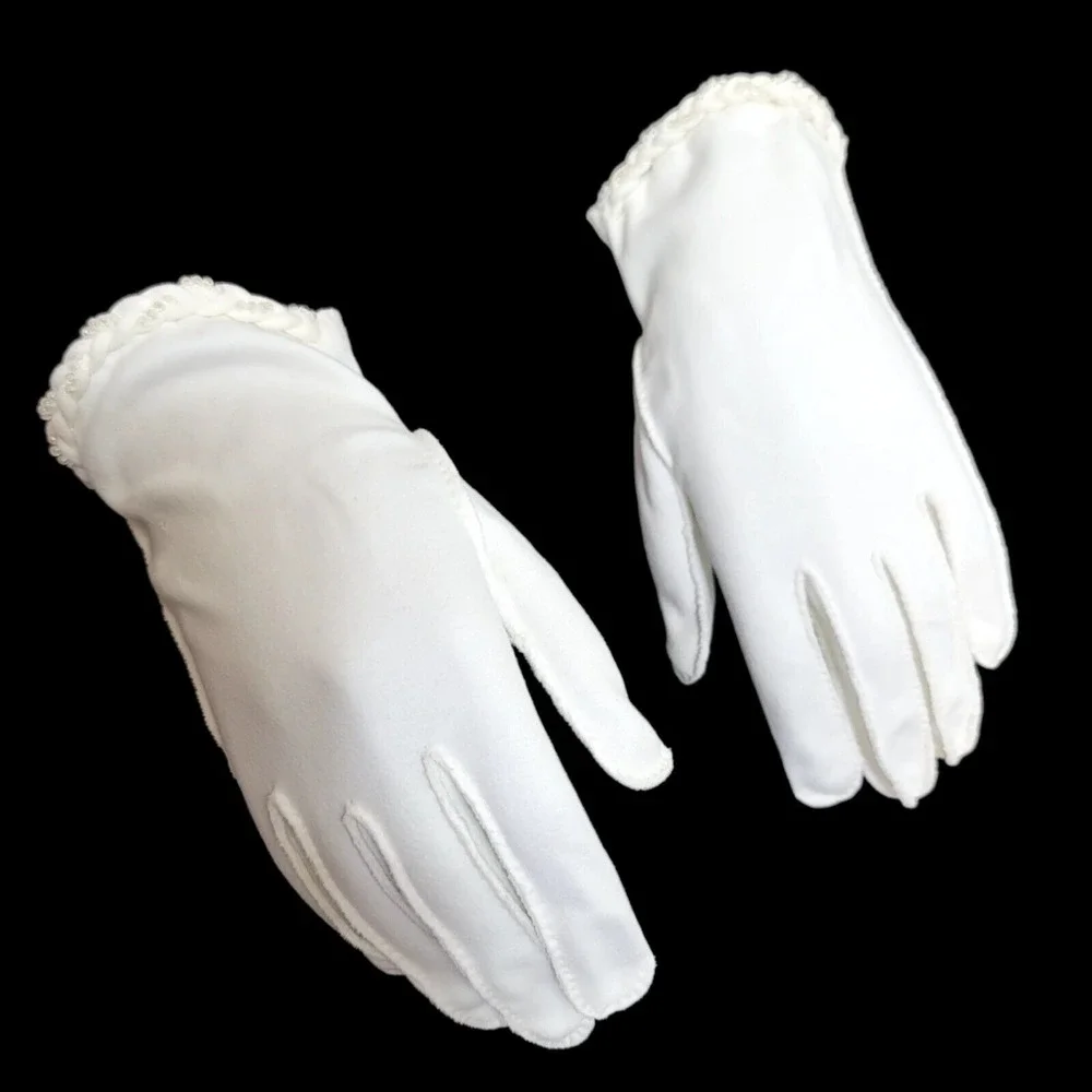 Vintage White Dress Gloves Size 7‎ German Beaded Cotton Double Woven Japan